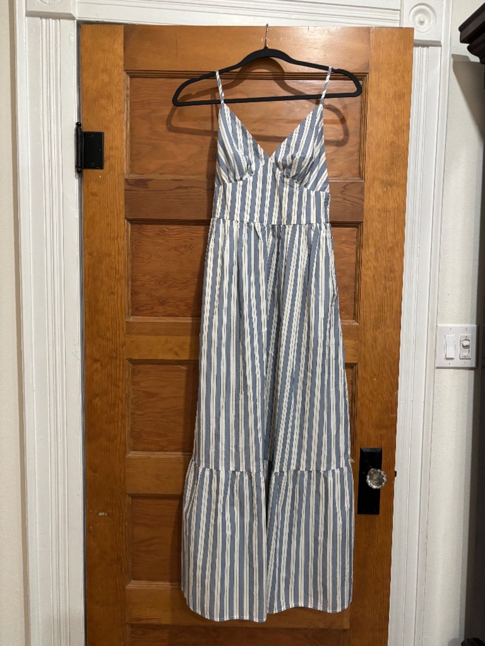 WOMENS MAXI BLUE STRIPED SUNDRESS NEW